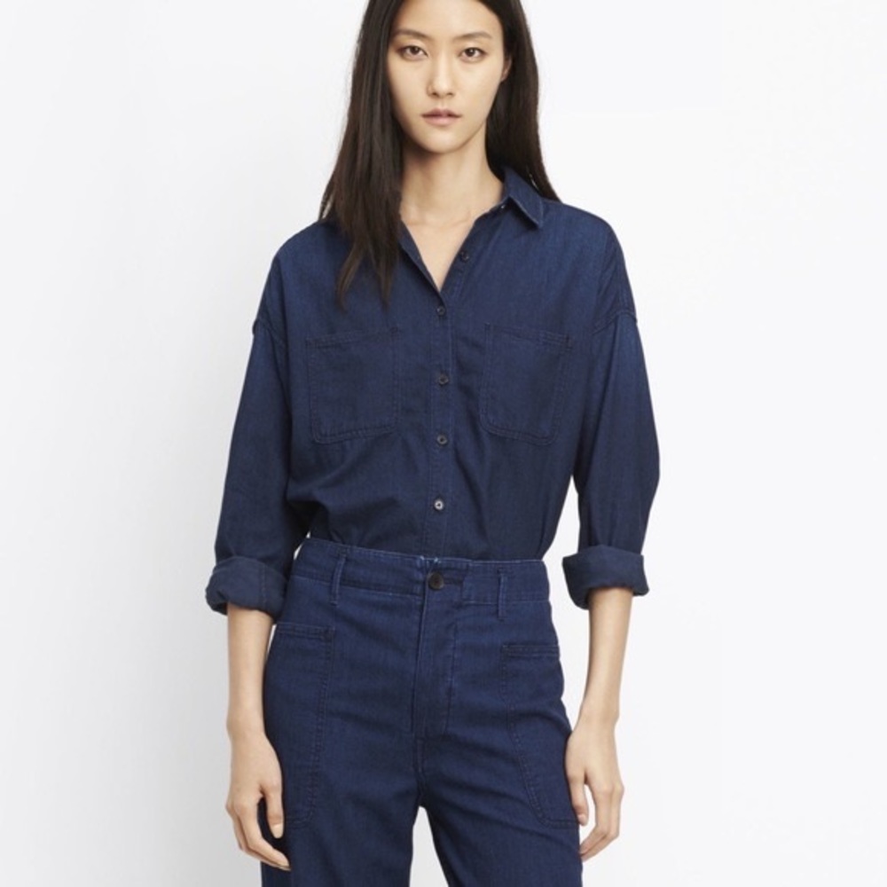Vince Blue Boxy Button Down Shirt